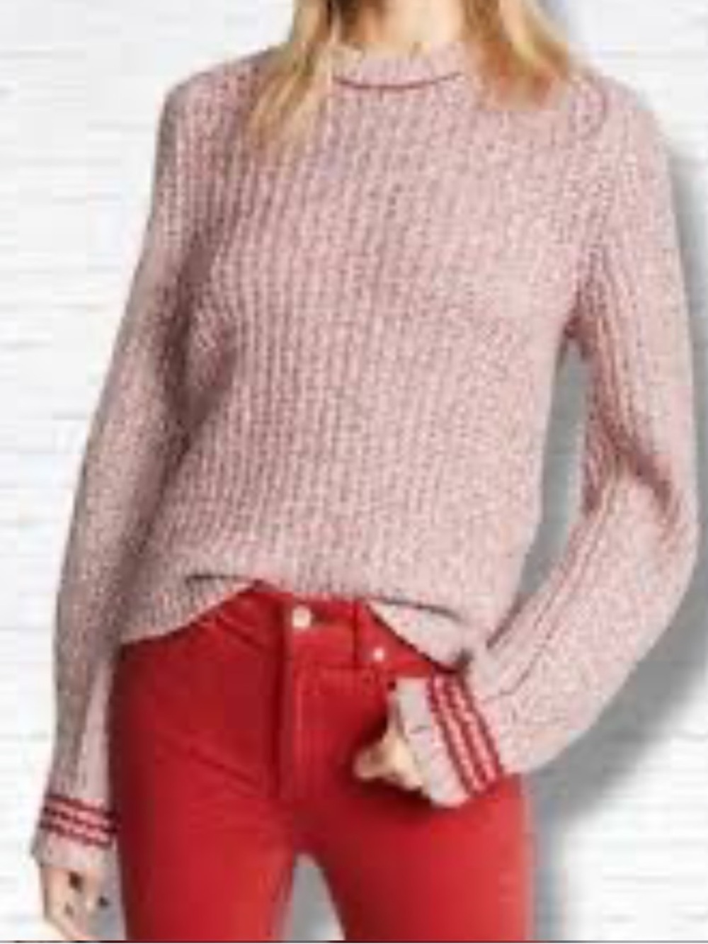 rag & bone Cheryl Merino Wool Crewneck Sweater Heathered Red Size M